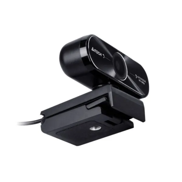 Front view of the black A4Tech PK-940HA Full HD camera displaying its auto-focus glass lens