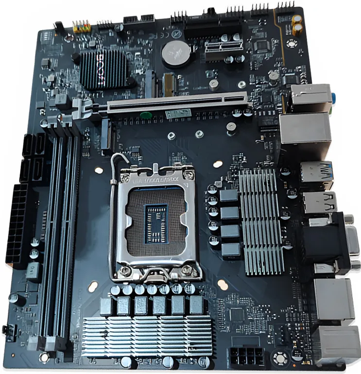 Detailed layout of Boost Core B760M Motherboard showing CPU socket and VRM power phases