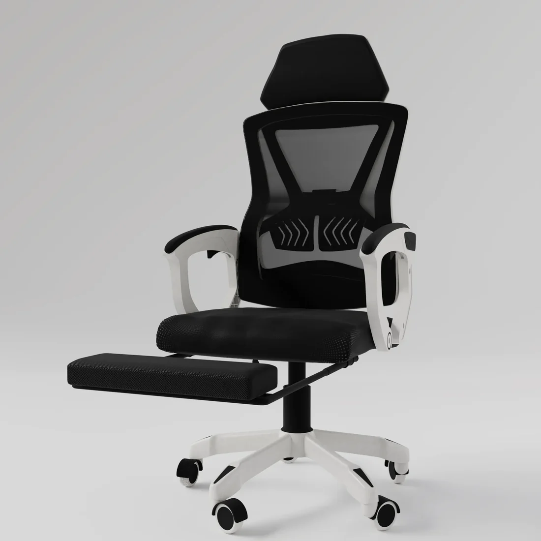 Close-up detail of high-tension breathable mesh fabric on Boost Gaming Chair backrest
