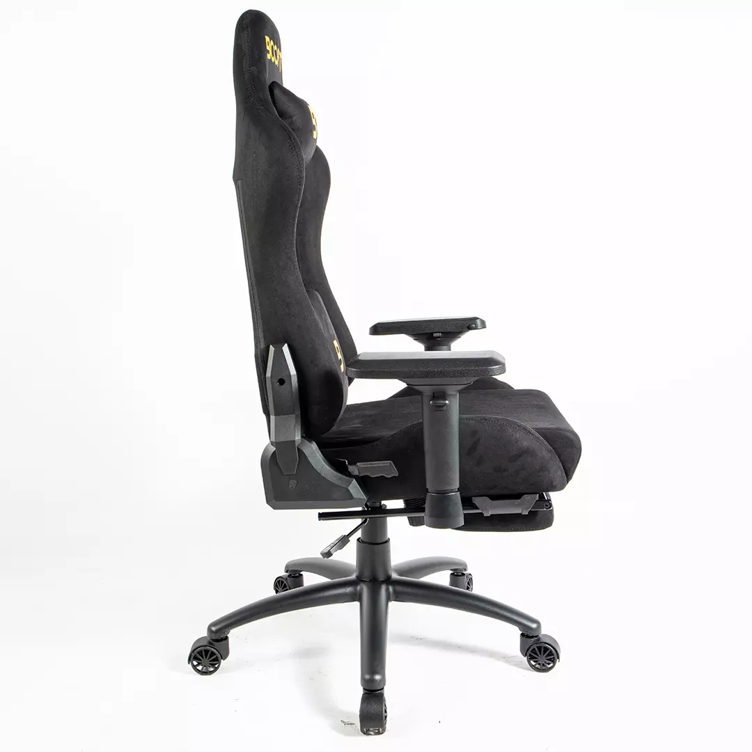 Front view of Boost Dominion ergonomic chair featuring soft suede fabric upholstery