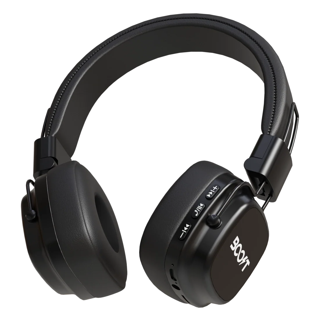 Boost Harmony wireless audio headset stored flat for travel