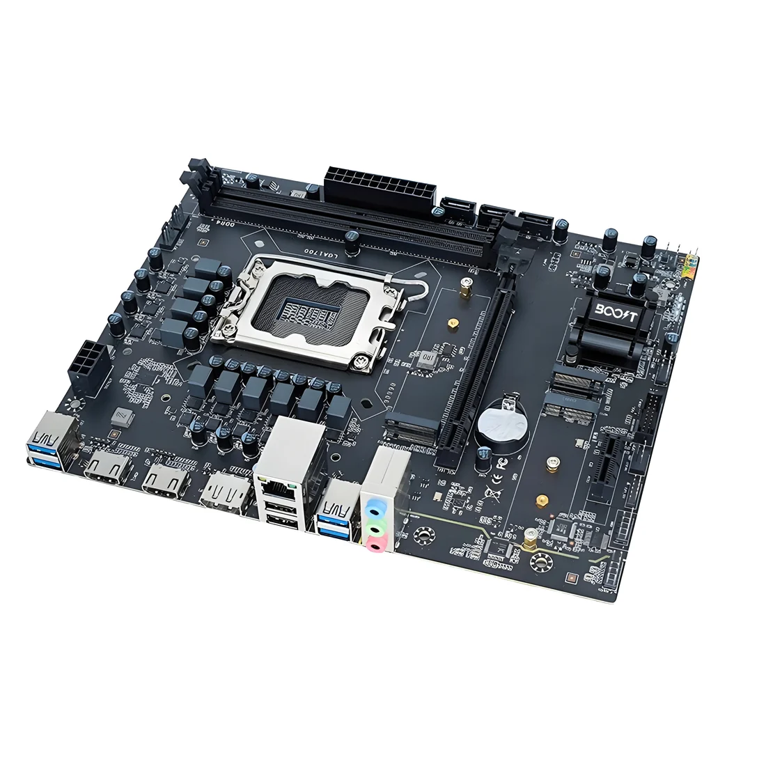 Dual-channel DDR4 RAM slots and PCIe 4.0 x16 slot on Boost Core H610M