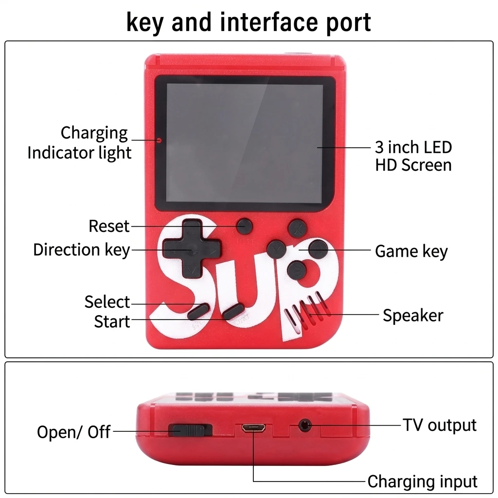 SUP Game Box Classic Handheld Console Side Profile and Lightweight Build