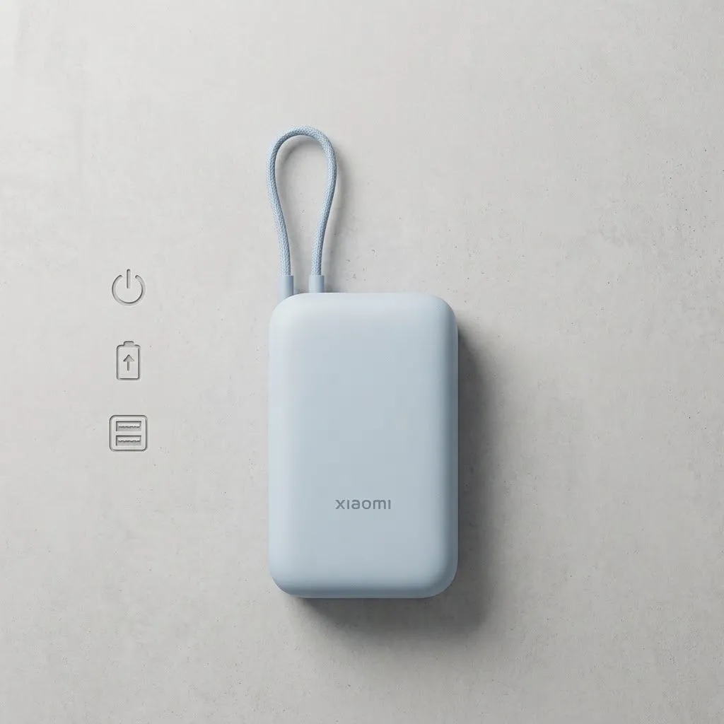Close-up view of USB-A and USB-C output ports on Xiaomi Power Bank P15ZM