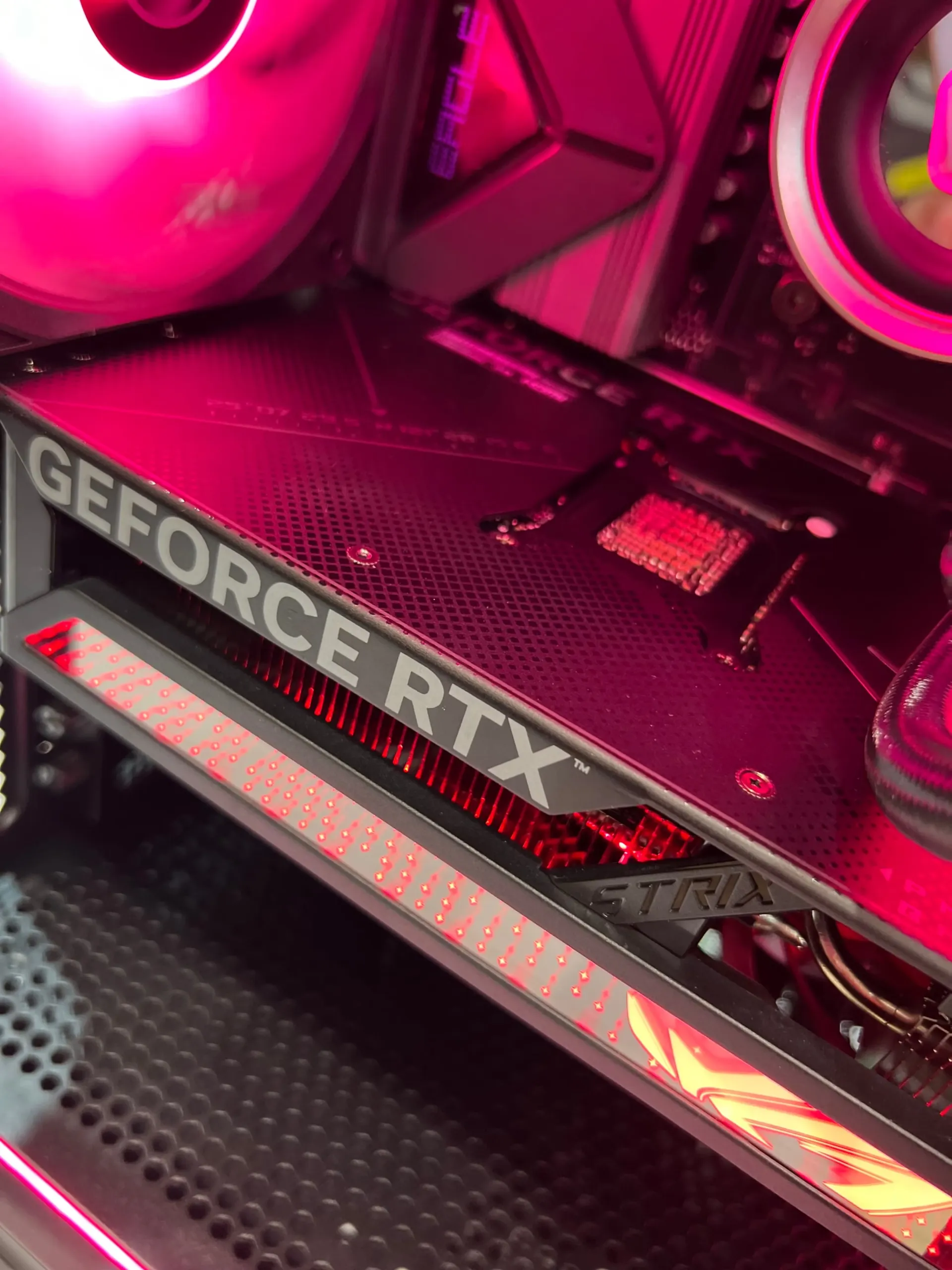 ASUS ROG Strix RTX 5070 12GB graphics card installed in PC build