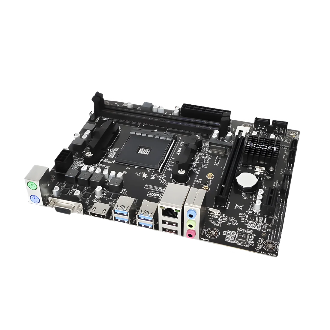 Rear I/O connectivity port layout on Boost Core A520M including USB 3.0, Gigabit LAN, and audio jacks