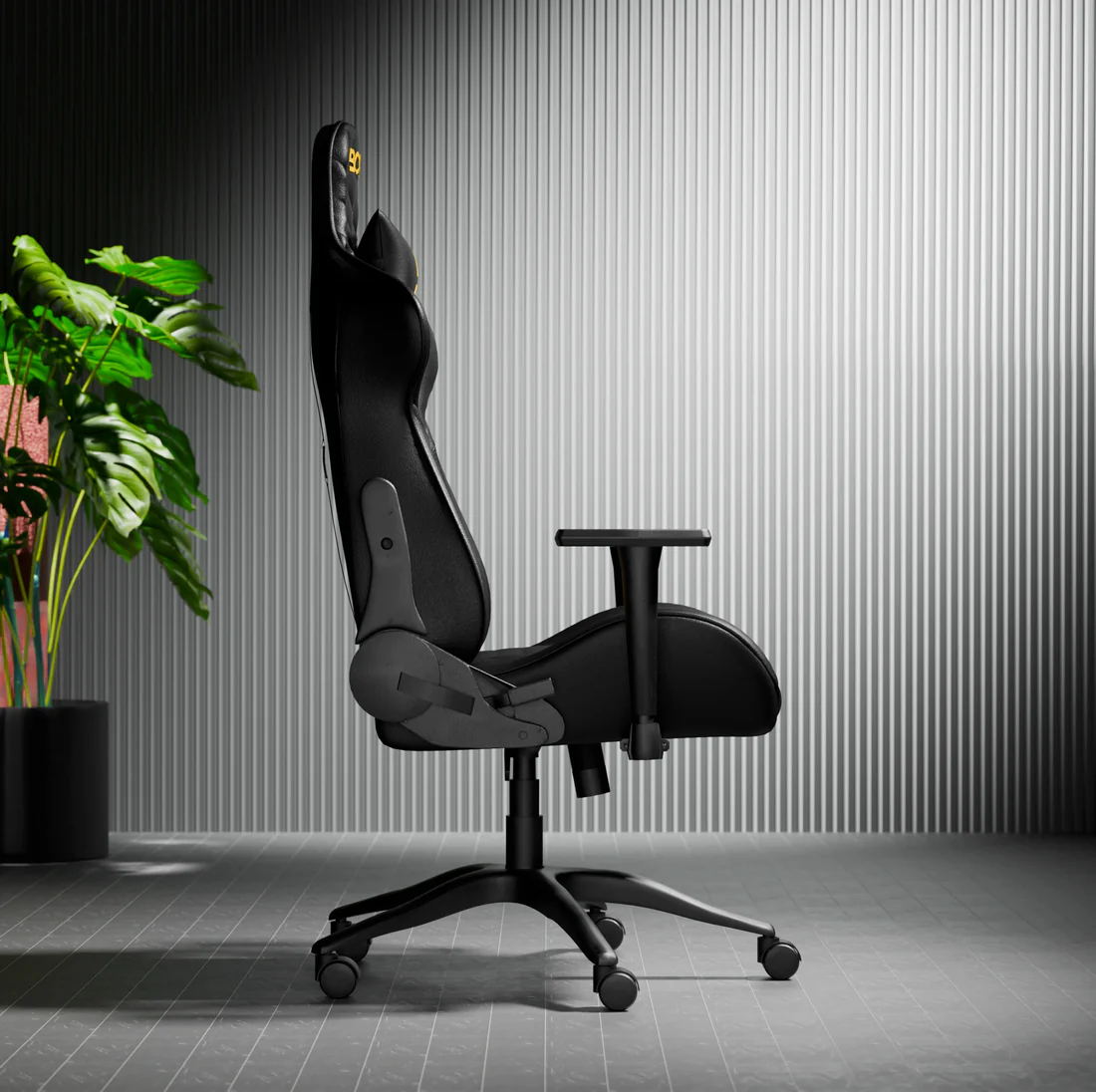 Front view of Boost Synergy Black chair featuring Class-4 gas lift and steel frame