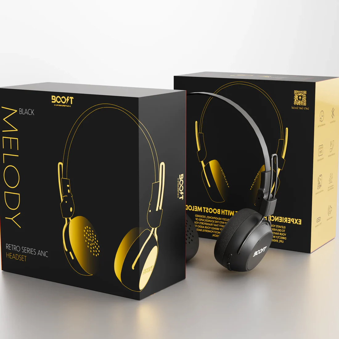 Boost Melody retro wireless headset showing ultra-light headband