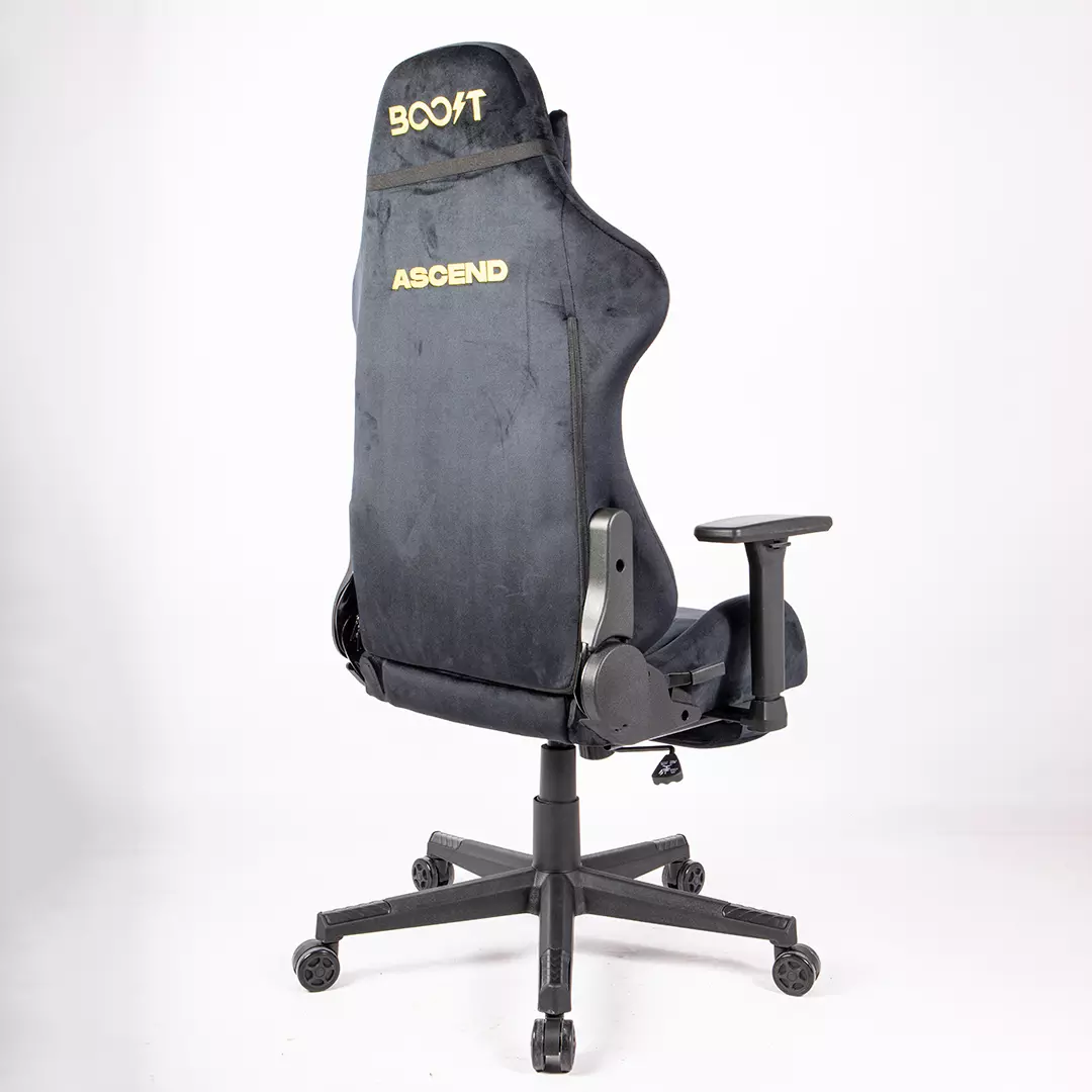Unboxing components included with Boost Ascend Black chair including headrest pillow and lumbar cushion