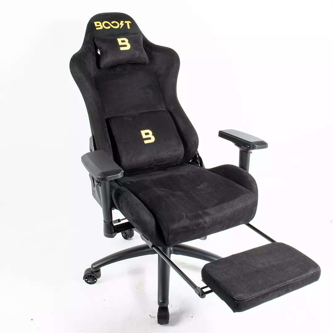 Assembly guide illustration showing easy 3-step setup for Boost Dominion ergonomic chair