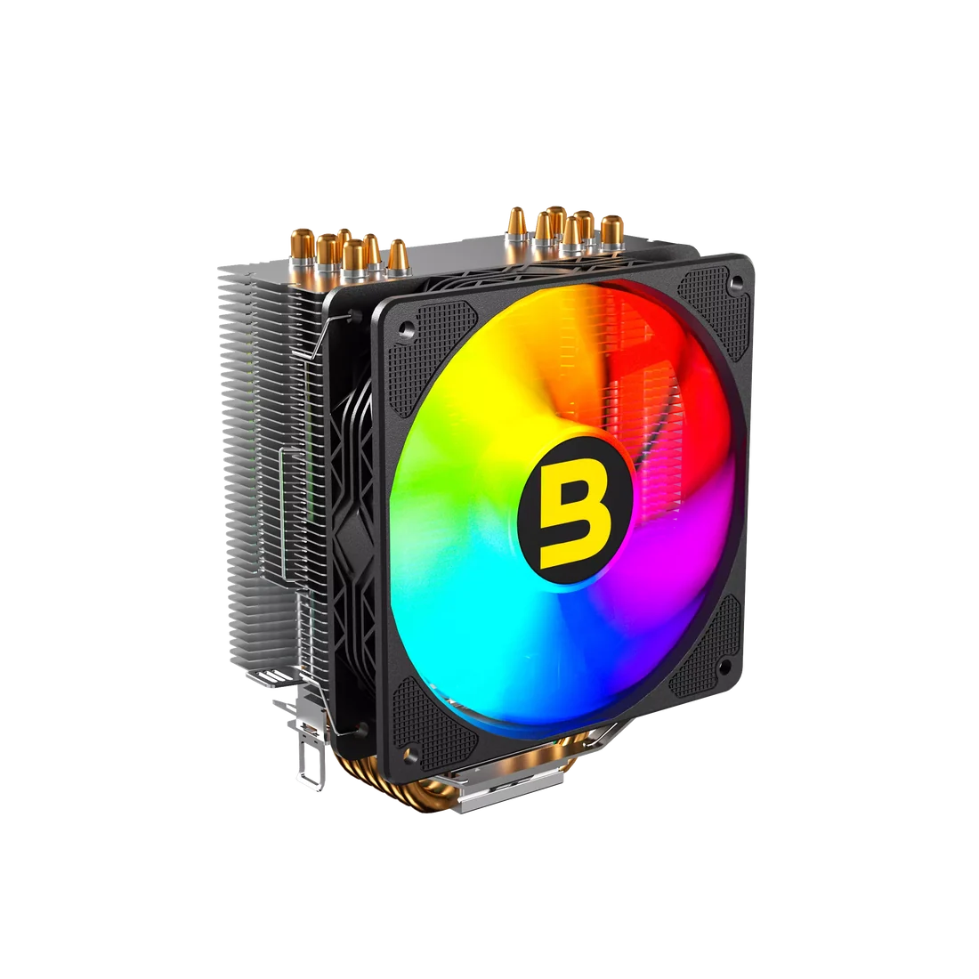 Front view of Boost Frost Air Cooler showing 120mm ARGB CPU Fan with active illumination