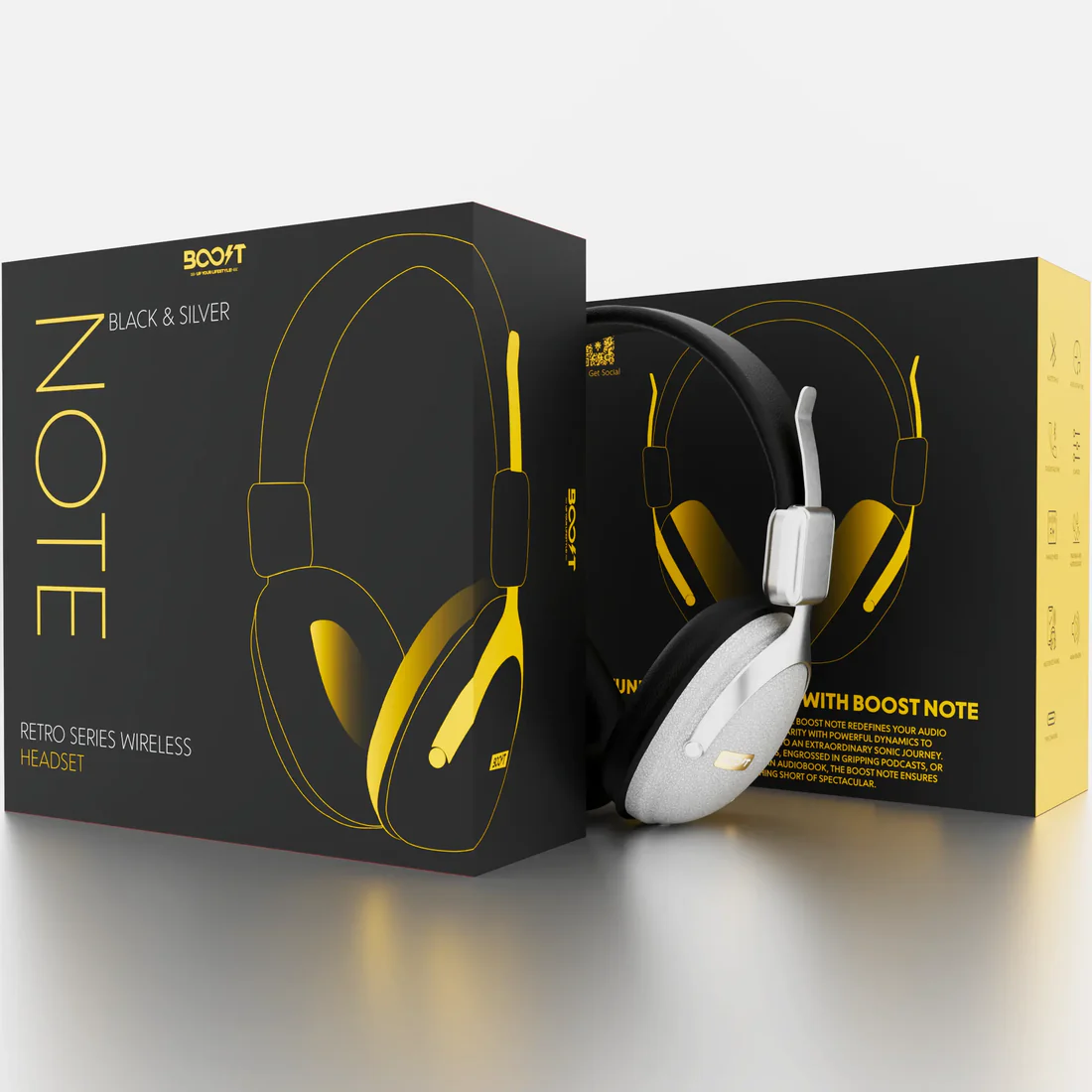 Boost Note retro headphones pk in Silver