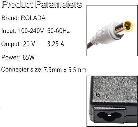 Heavy-duty laptop power adapter highlighting the reinforced strain relief rubber joints on the DC line.