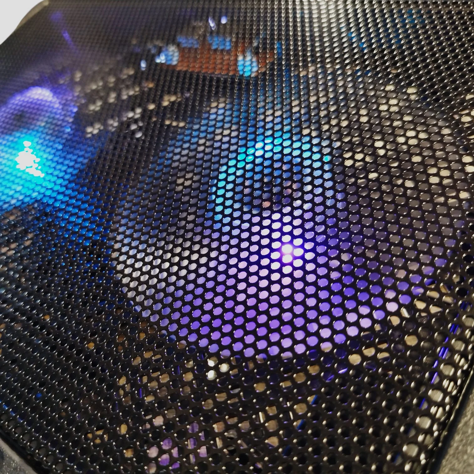 Top view of CoolBELL CB-3X RGB Laptop Cooling Stand showing mesh surface and dual fan layout