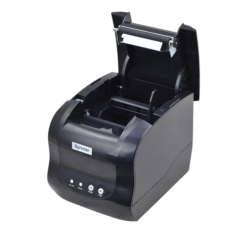 XPrinter XP-365B Dual Thermal Printer Back Panel USB and LAN Interface Detail