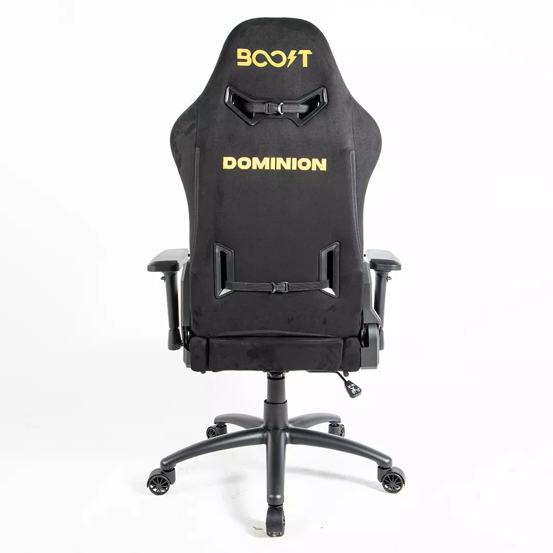 Close-up detail of 4D multi-directional adjustable armrests on Boost Dominion chair