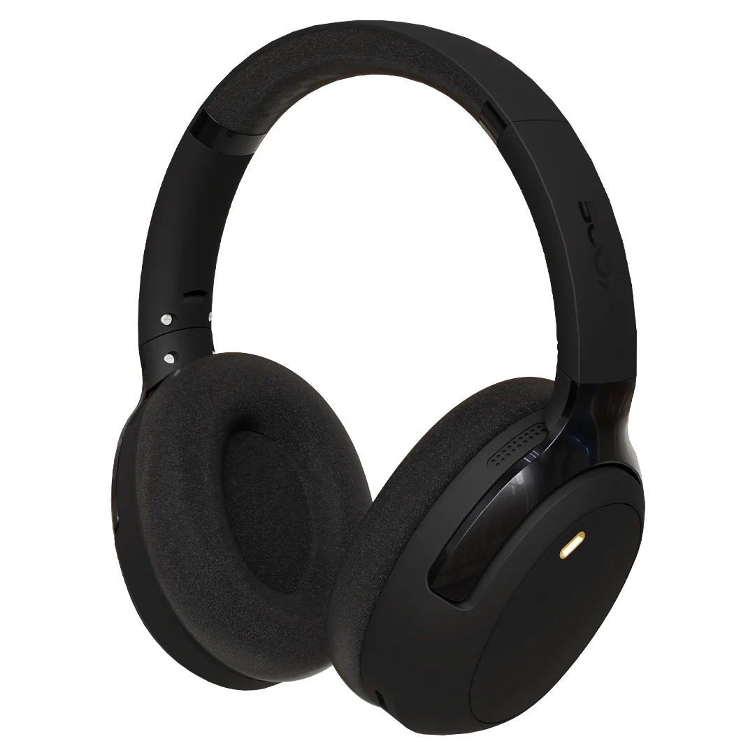 Close-up view of earcup details on Boost Beat headphone bluetooth in Black