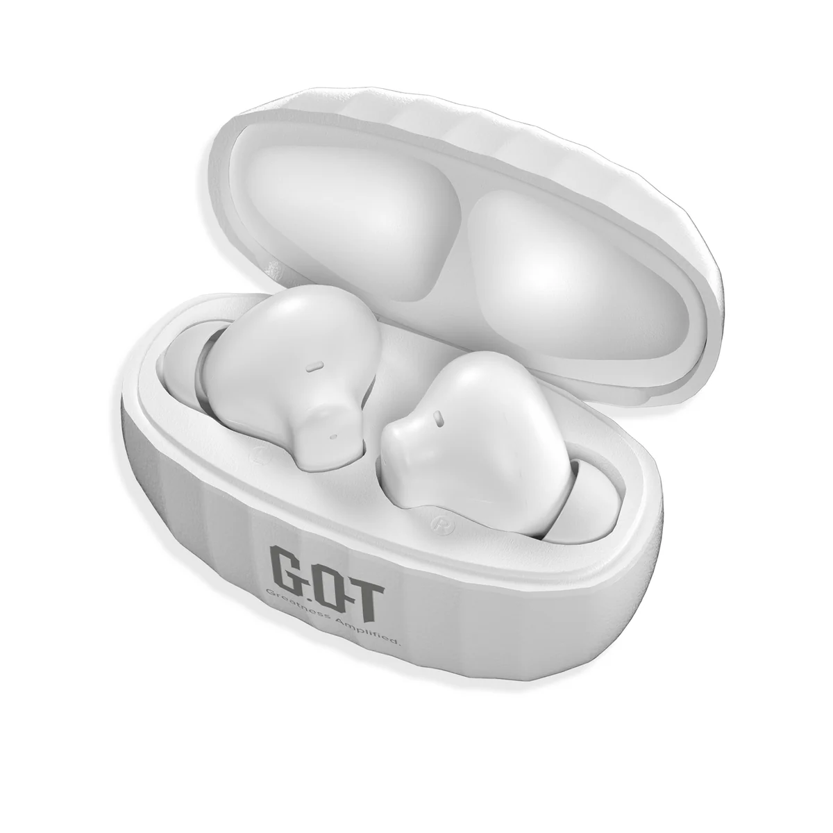 Ergonomic lightweight fit profile view of GPOD BEATS wireless earbud