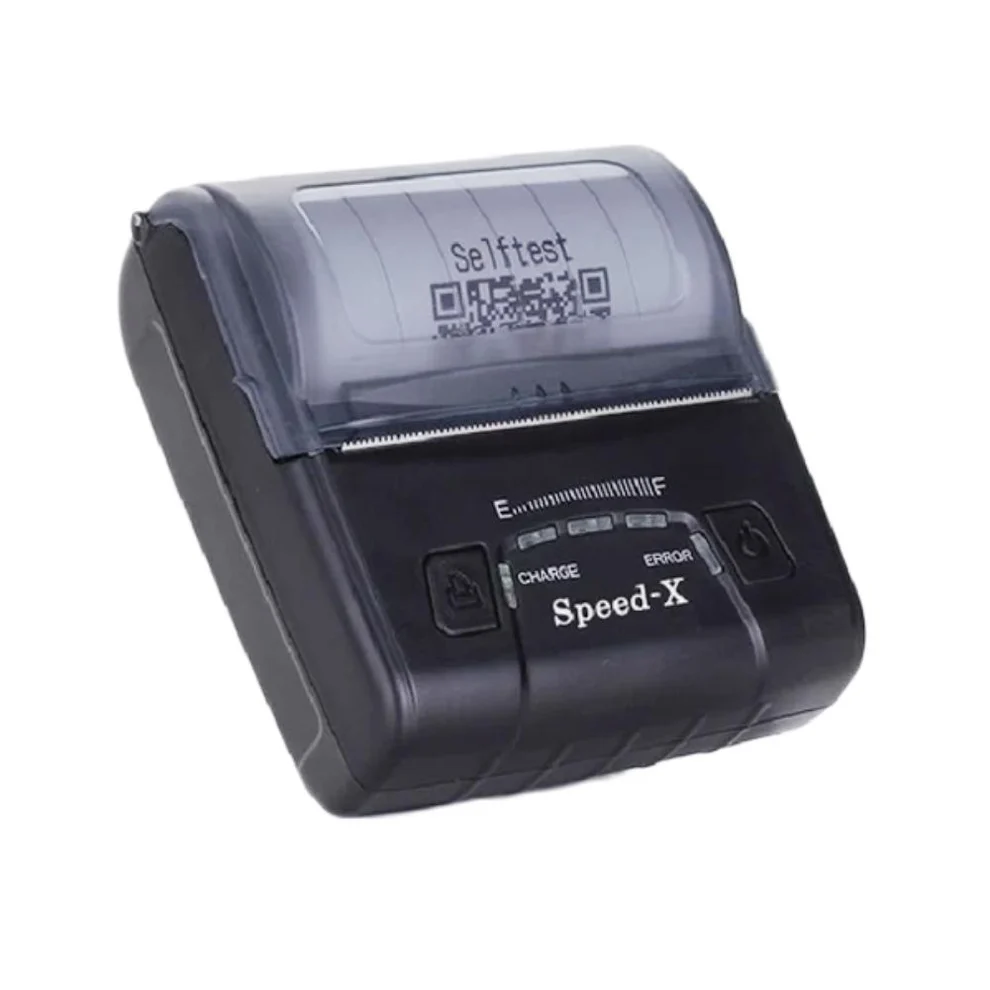 Speed-X BT600M Mini Portable 80mm Thermal Printer Outputting a Receipt