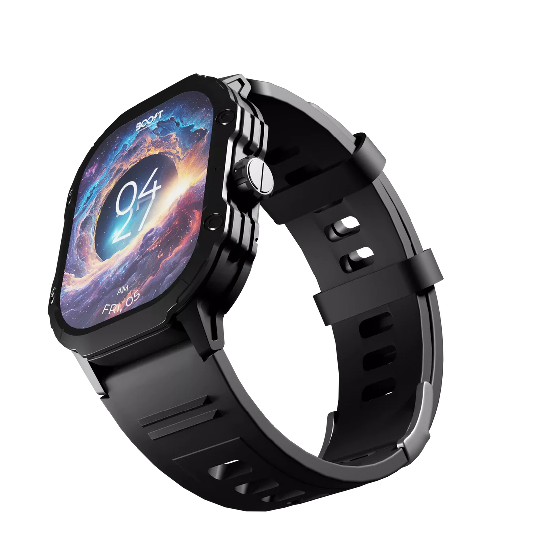 Heart rate and SpO2 tracking screen active on Boost Cosmic smart watch