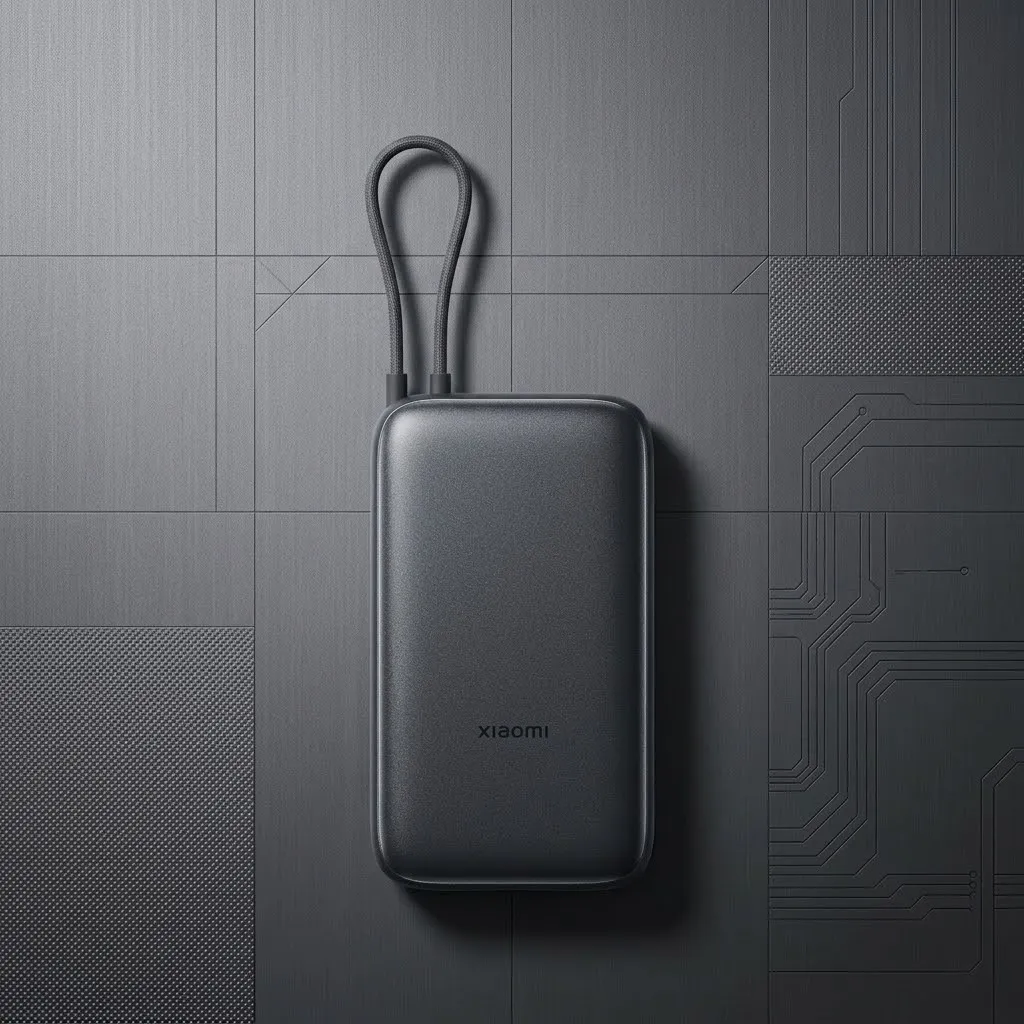 Front view of Xiaomi 20000mAh power bank charging three devices simultaneously