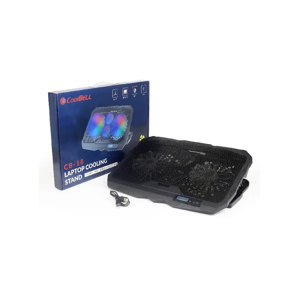 CoolBell CB-18 Cooling Pad with real-time digital display panel glowing