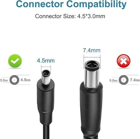 Close-up view of the center pin inside the smart connector tip of an original Dell LA130PM190 power supply charger.