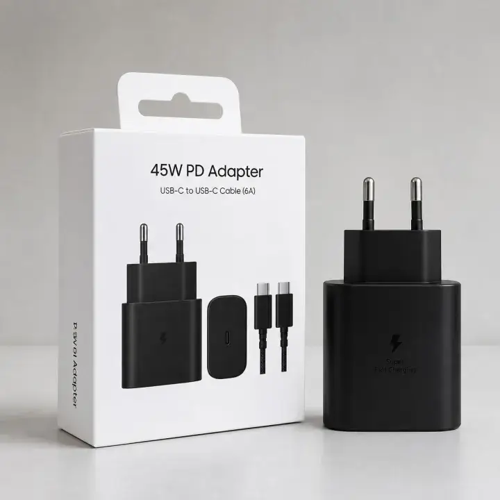 Lightweight 45W PD Adapter held in hand highlighting compact size