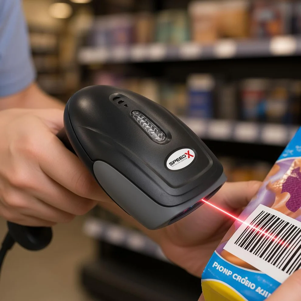 Speed-X 8600 Barcode Scanner USB Cable and Plug and Play Interface Detail