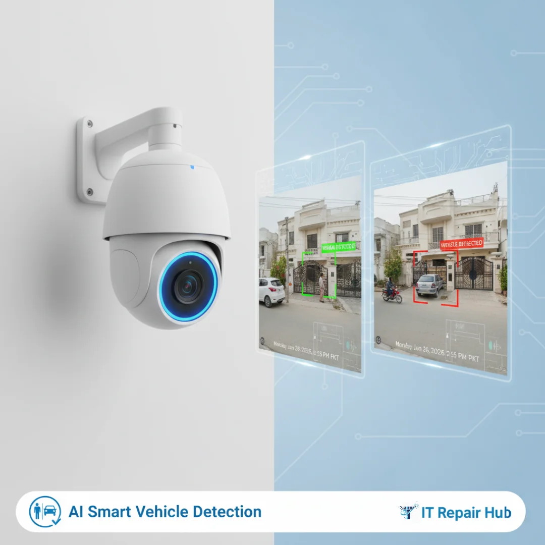 A user viewing their home security camera live feed on a smartphone and tablet.