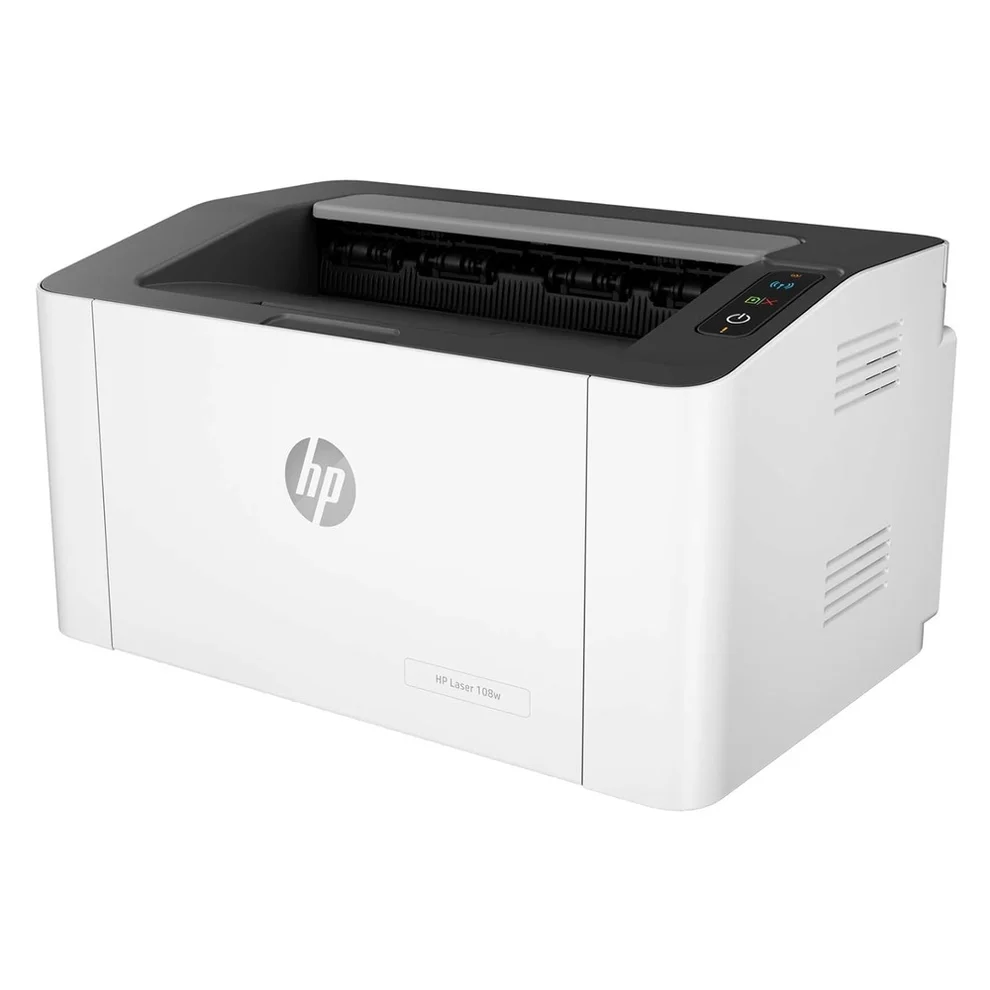 HP Laser 108w Paper Input Tray and Control Panel Close-Up