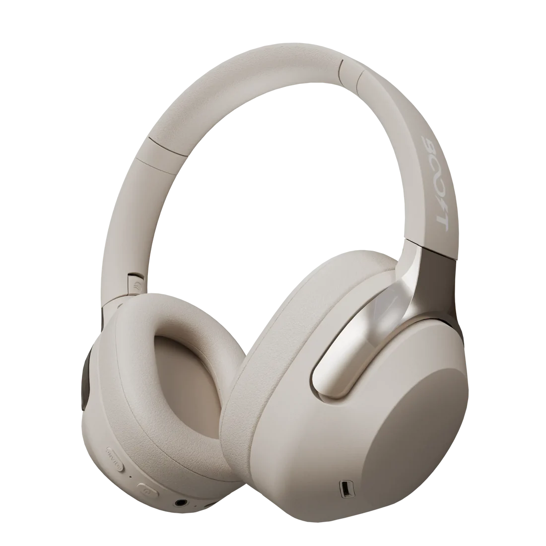 Boost Reverb ANC Headset | White resting next to a laptop on a study table