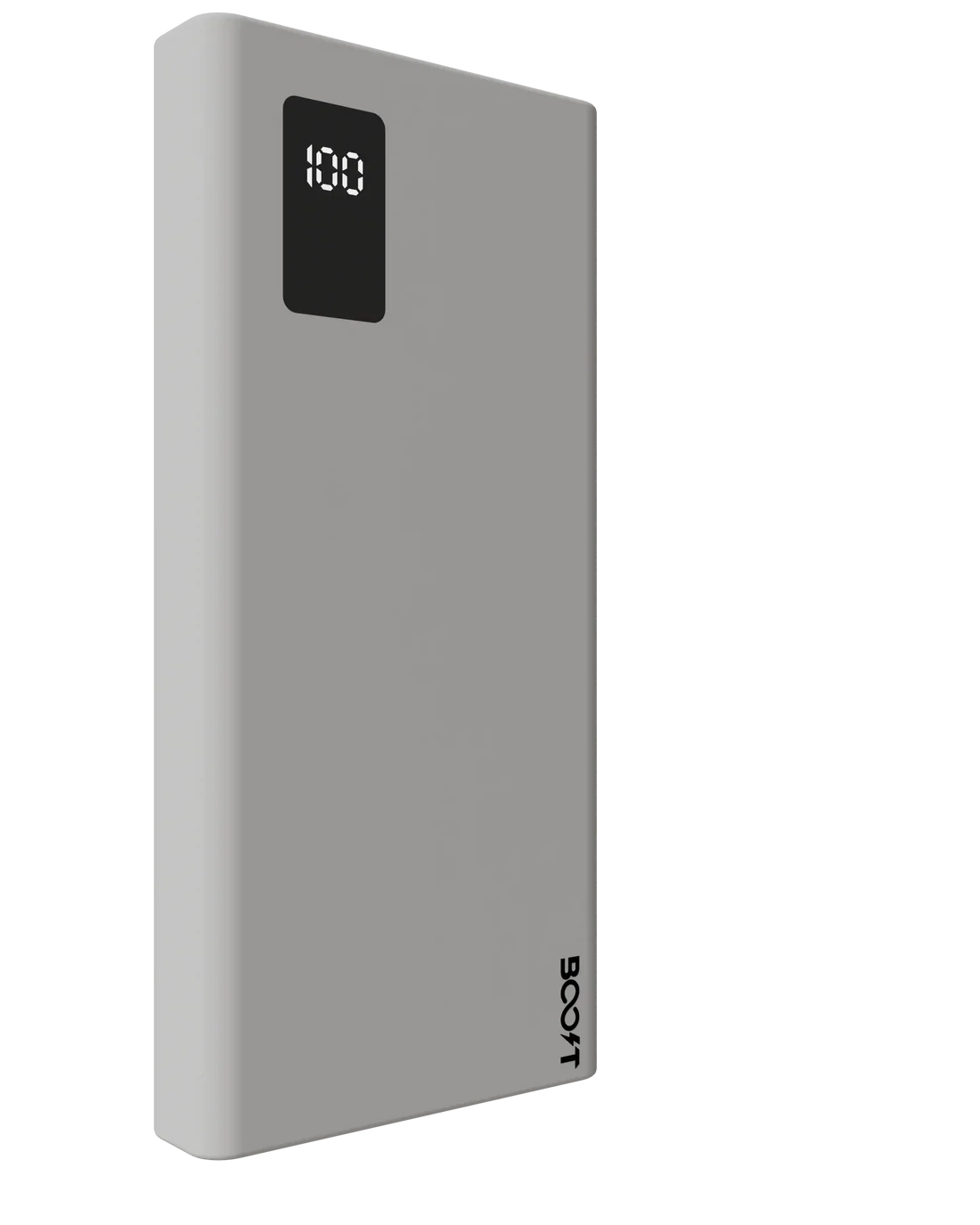 Side view of Boost Voltron Pearl White power bank showing 4 built-in cables