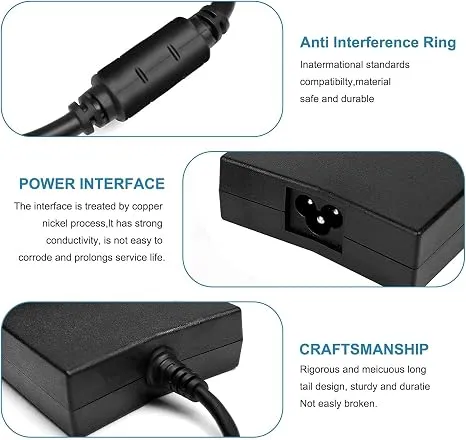 Genuine Dell company 130W external power brick neatly arranged alongside its heavy-duty, detachable 3-prong AC power cord.