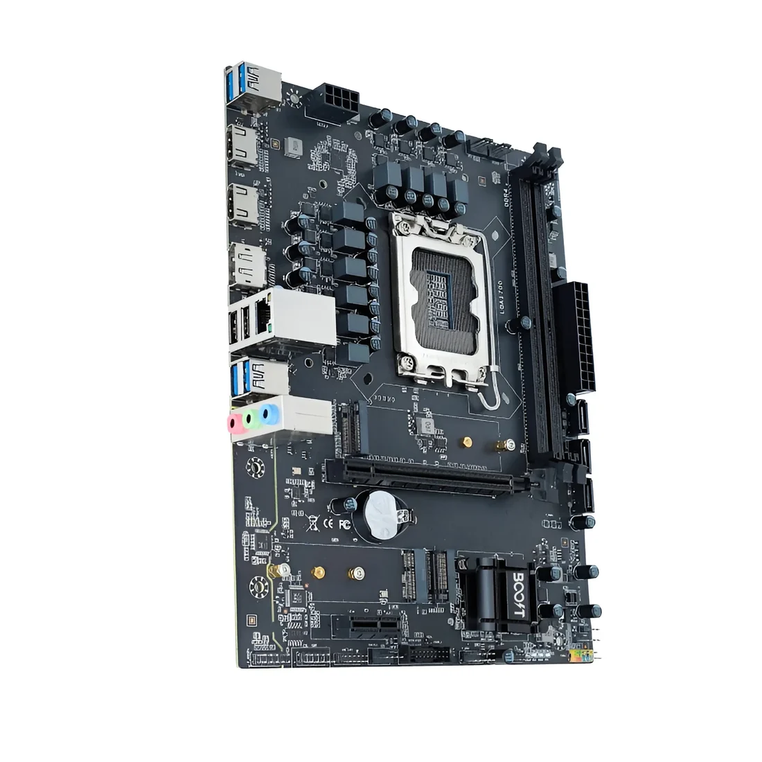 Direct top-down view of Boost Core H610M Best Motherboard showing LGA 1700 socket and VRM heatsinks