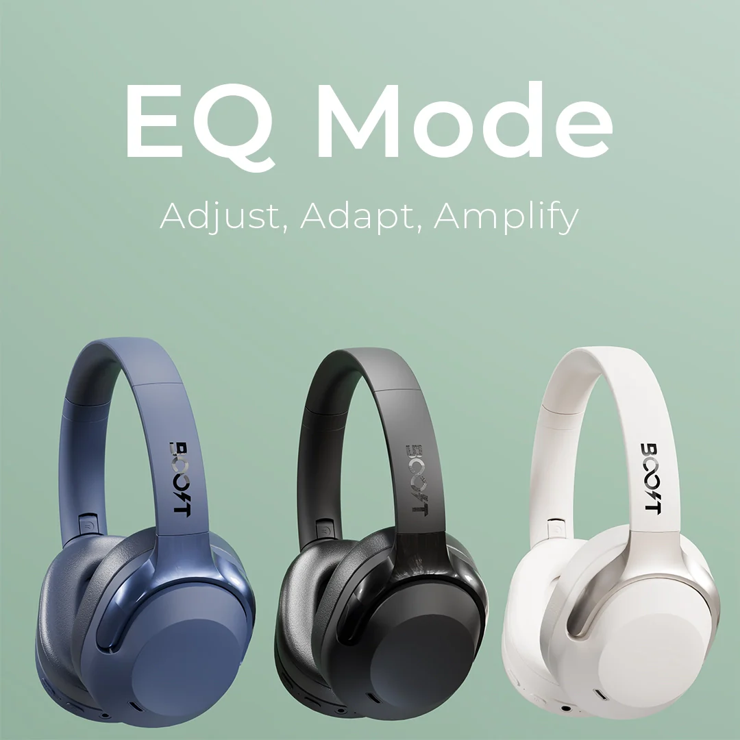 Boost Reverb over-ear noise cancelling headset shown with memory foam cushion detail