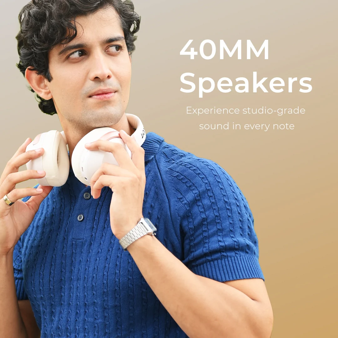 Boost Reverb white over-ear spatial audio headset angled perspective