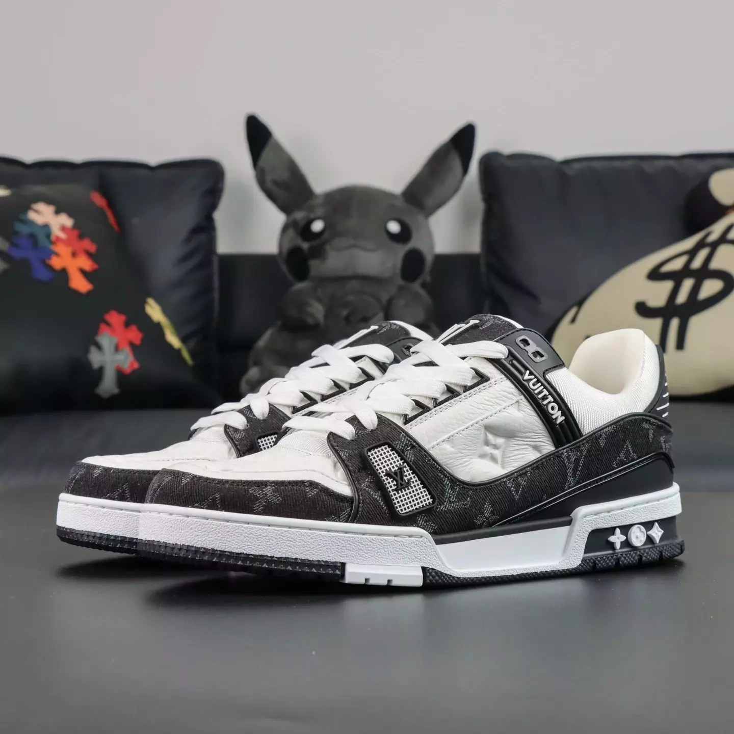 Louis Vuitton Trainer Sneaker Black Denim