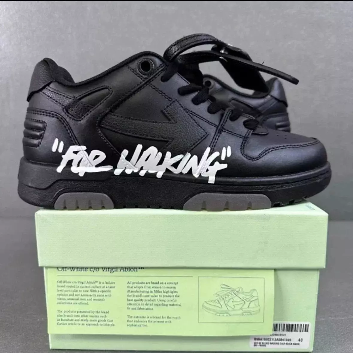 Off-White Out of Office "For Walking" Calf Leather Black White