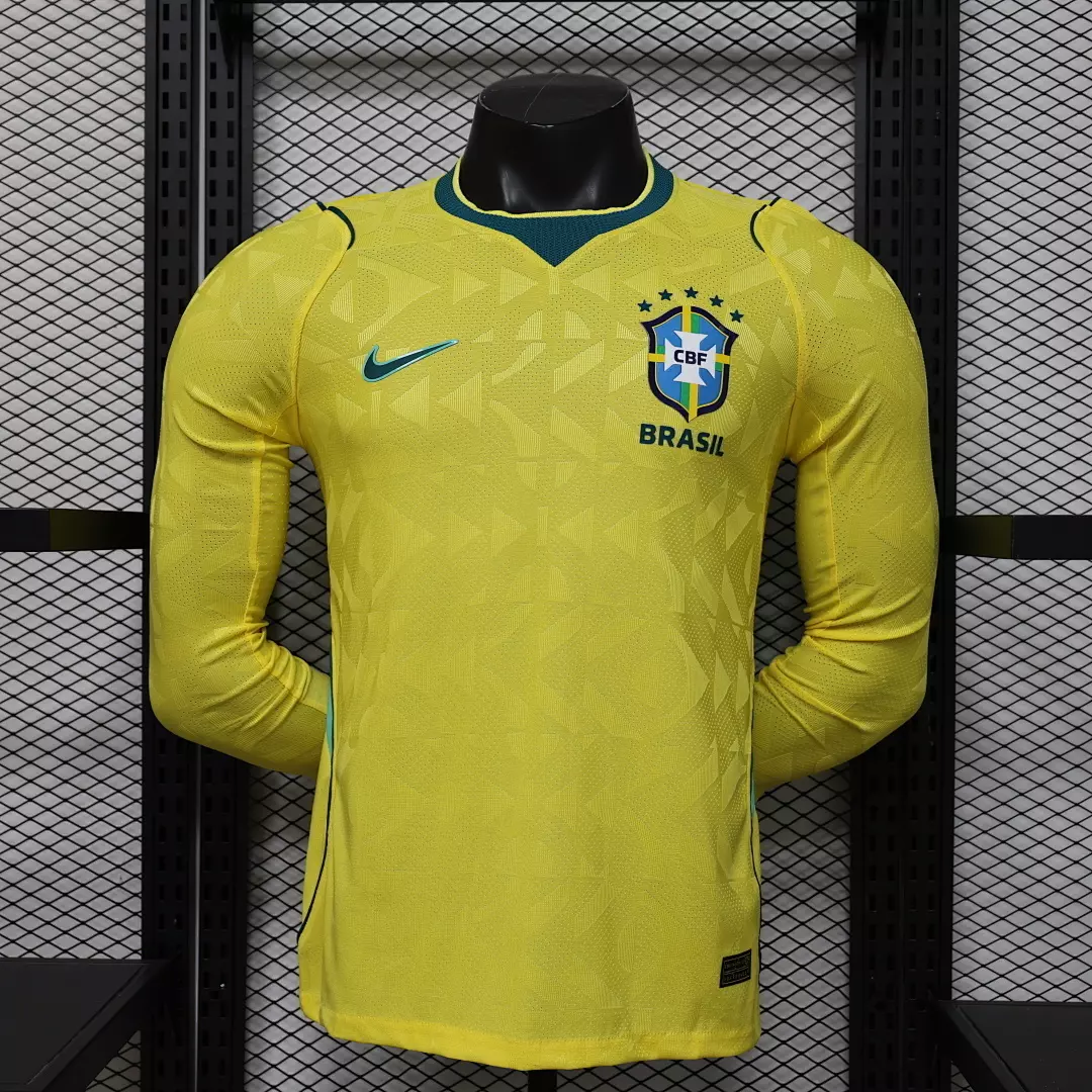 Camiseta Brasil Local Manga Larga 2026 - Versión Jugador