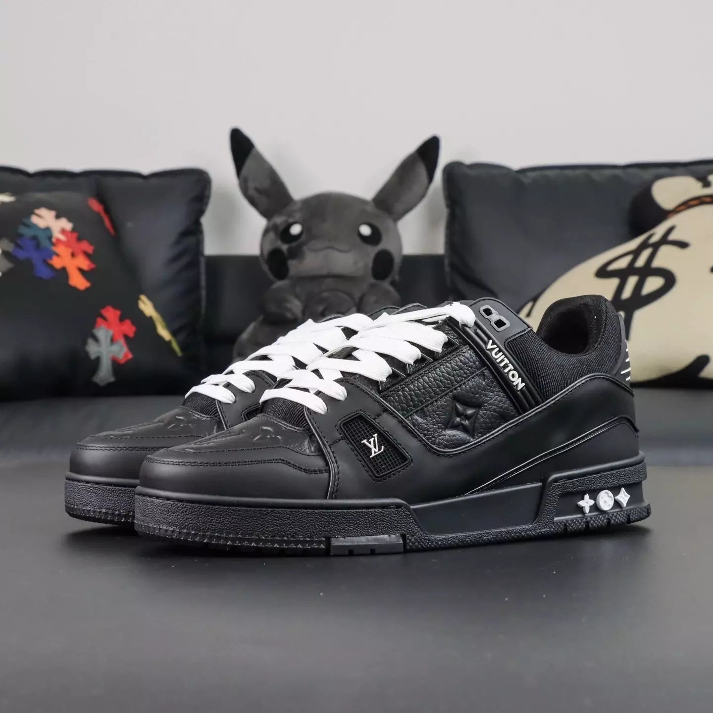 Louis Vuitton Trainer Sneaker Black Embossing