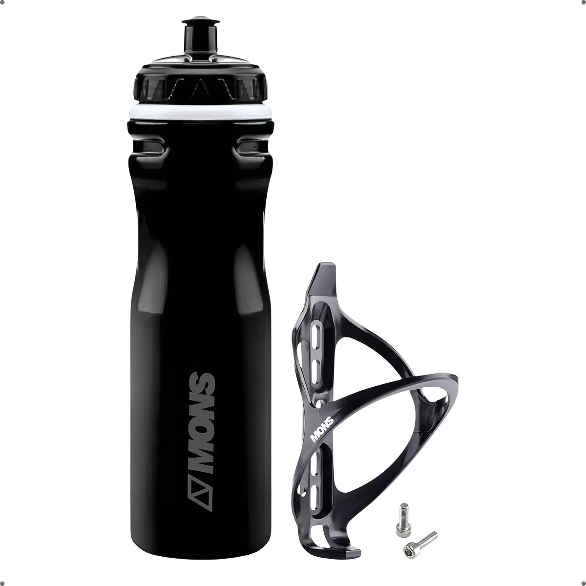 Garrafinha Squeeze Água 600ml Bike Mtb Isotérmica Com Suporte Preto