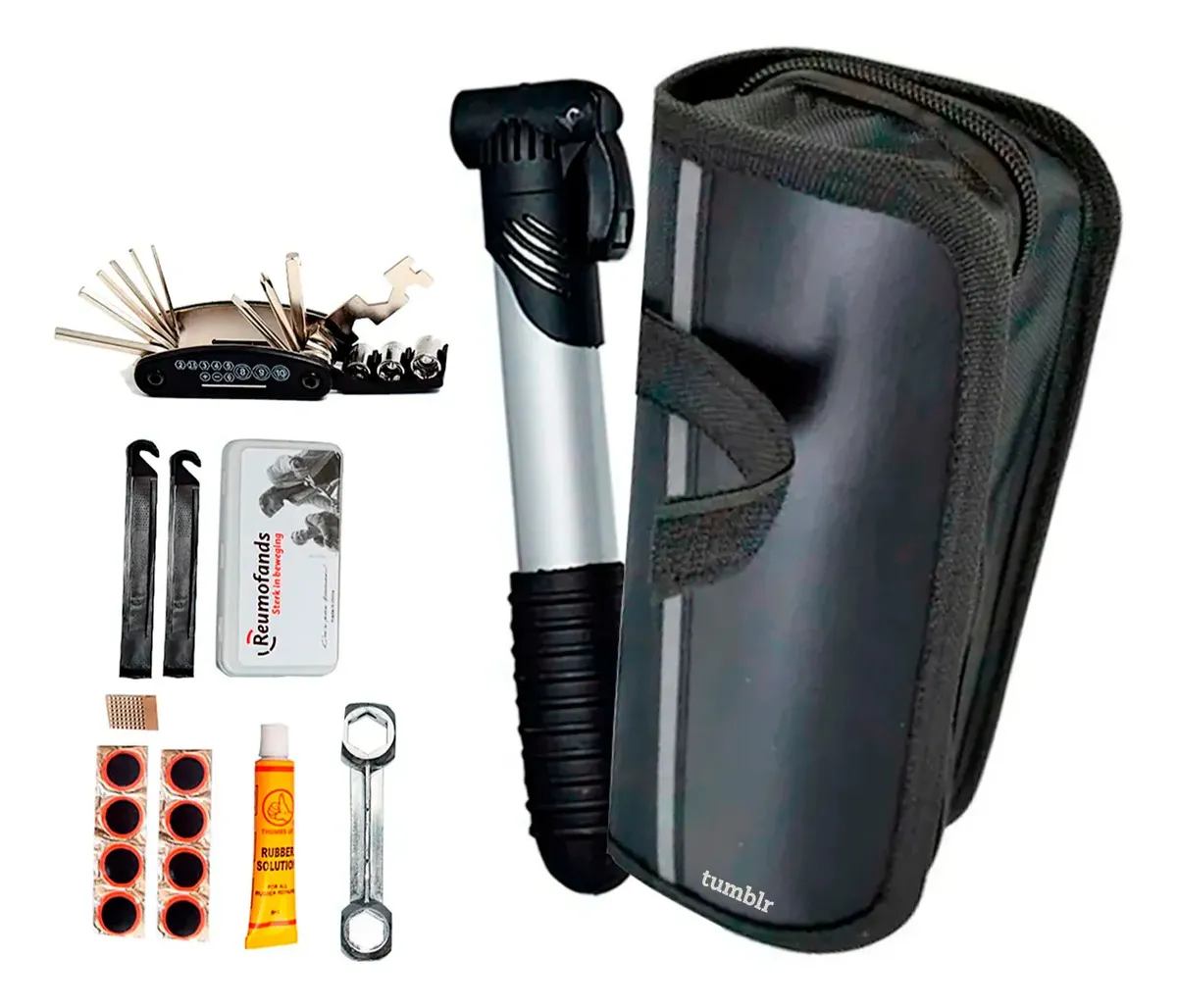Bolsa Quadro Ferramentas Estojo Kit Reparo Bicicleta Bomba Ar Remendo Pneu Chaves Bike