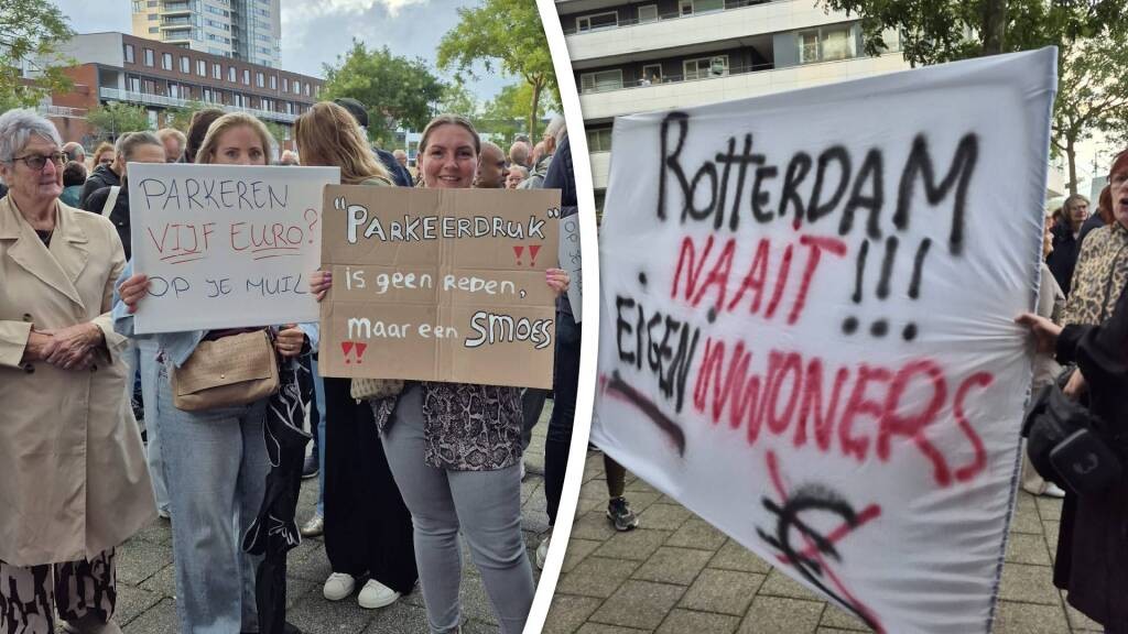 Protest tegen invoering betaald parkeren in Rotterdamse wijken