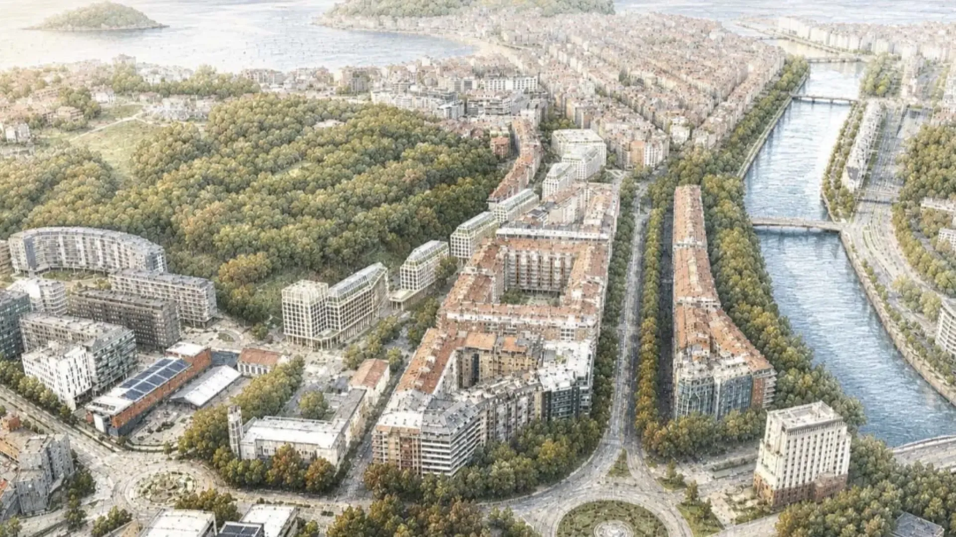 San Sebastián aprueba un megaproyecto urbano con 480 viviendas, polideportivo y 933 árboles