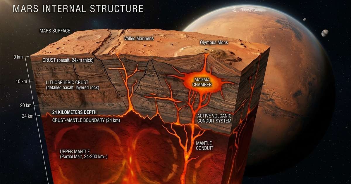Marte revela segredos: cientistas descobrem sistema de magma oculto e reescrevem a história do planeta vermelho