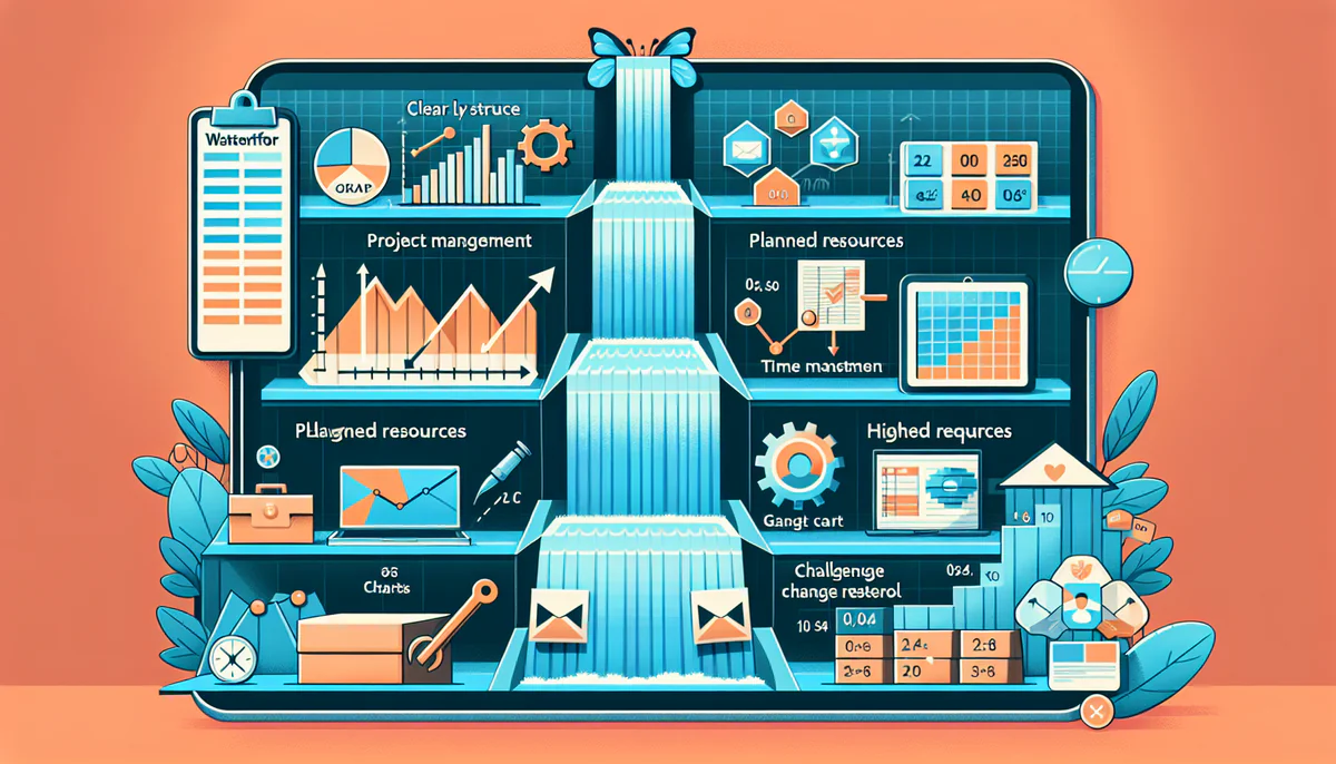 Image illustrating Vor- und Nachteile des Wasserfallmodells in article about wasserfallmodell projektmanagement