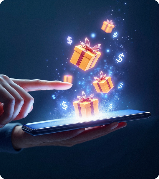 Digital gifts launching from a tablet
