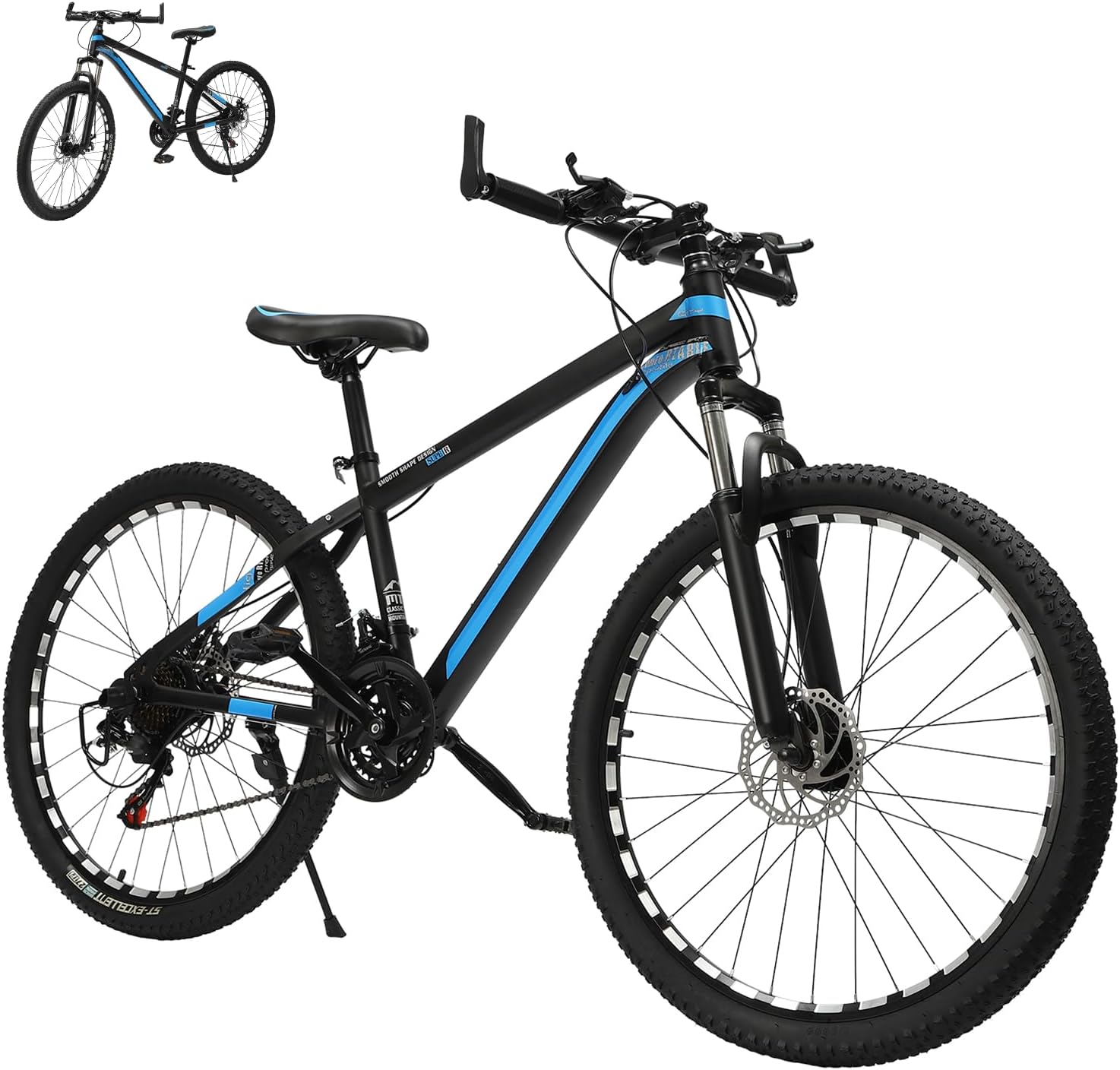 BJTDLLX 26 Inch Mountain Bike for Boys and Girls Aluminum Alloy 21 Speed Bicycle for Men Women Front Suspension Disc Brake