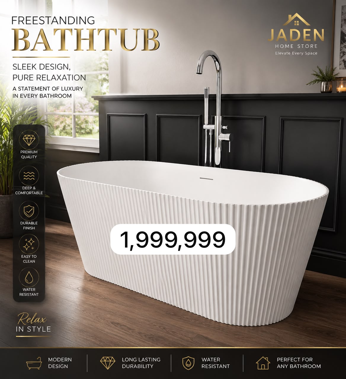 white Freestanding Bathtub view 2